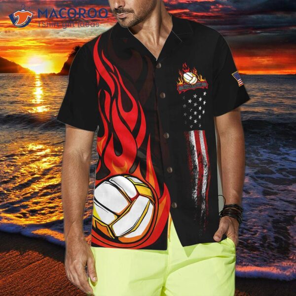 Volleyball-flamed Hawaiian Shirt