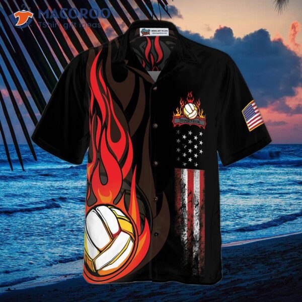 Volleyball-flamed Hawaiian Shirt