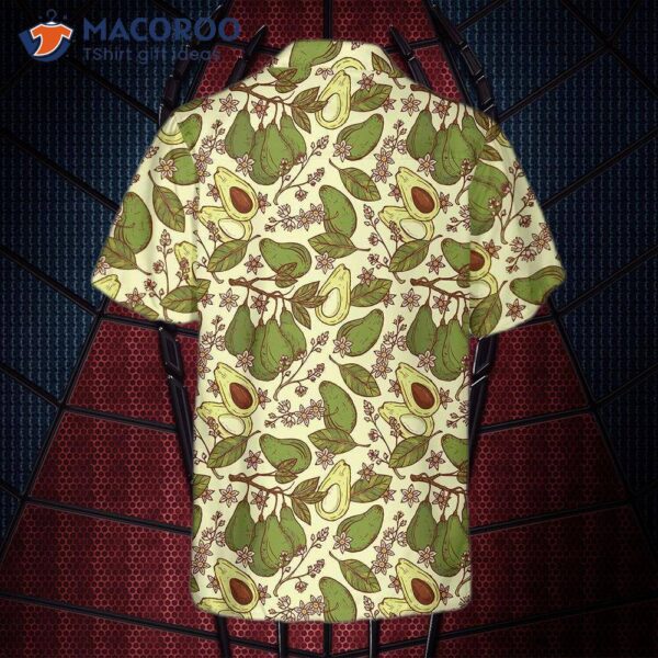 Watercolor Avocado Seamless Pattern Hawaiian Shirt, Funny Short-sleeve Print Shirt