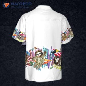 Watercolor Cute Sloth And Tropical Plant Hawaiian Shirt, Funny Shirt For Adults, Sloth-themed Gift Idea