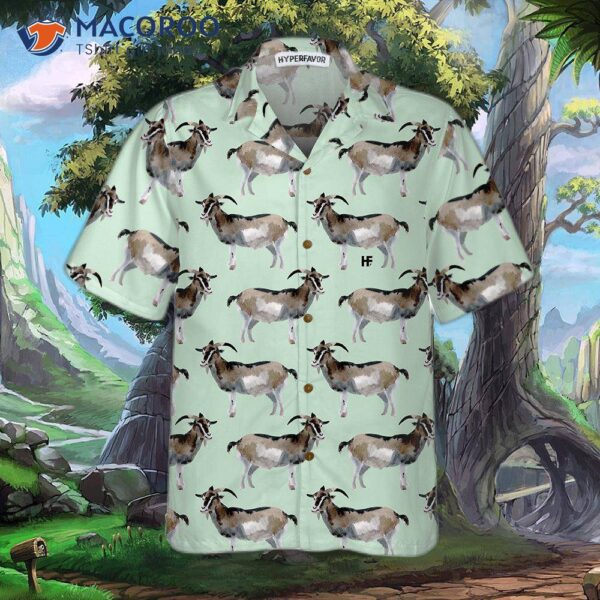 Watercolor Goat Pattern Hawaiian Shirt, Funny 3d Shirt For