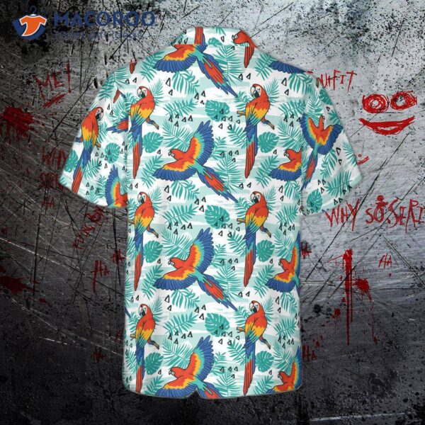 Watercolor Parrot And Palm Leaf Hawaiian Shirt