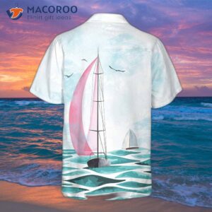 Watercolor Sailboat Hawaiian Shirt, Short-sleeved Unique Nautical Shirt