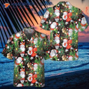 Watercolor Santa Pattern Hawaiian Shirt, Funny Christmas Gift For