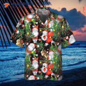 watercolor santa pattern hawaiian shirt funny christmas gift for 2