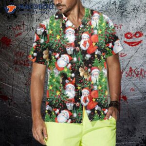 watercolor santa pattern hawaiian shirt funny christmas gift for 3