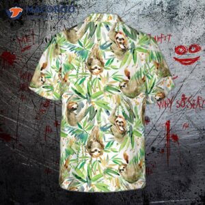 Watercolor Sloth And Tropical Plant Hawaiian Shirt