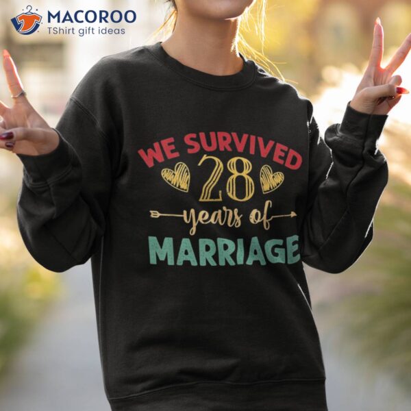 We Survived 28 Years Of Marriage Couple 28th Anniversary Shirt