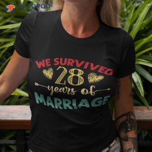 we survived 28 years of marriage couple 28th anniversary shirt tshirt 3