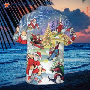 wear a hawaiian shirt with santa on skateboard for christmas it s funny claus shirt perfect as gift christmas 1