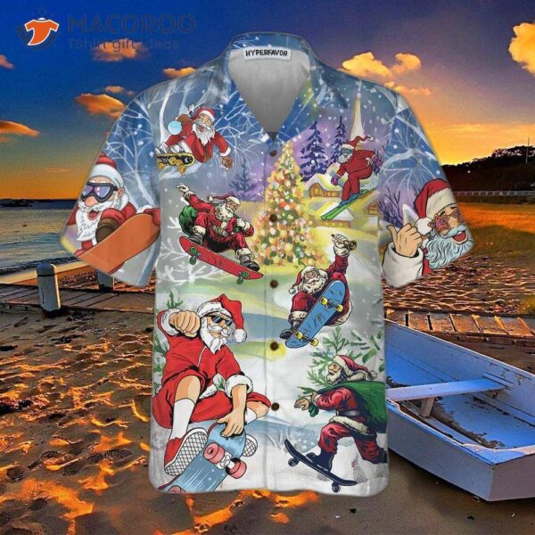 “wear A Hawaiian Shirt With Santa On Skateboard For Christmas – It’s Funny Claus Shirt, Perfect As Gift Christmas!”