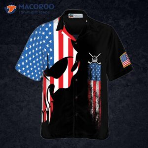 wear a skull golf shirt with an american flag hawaiian design 3
