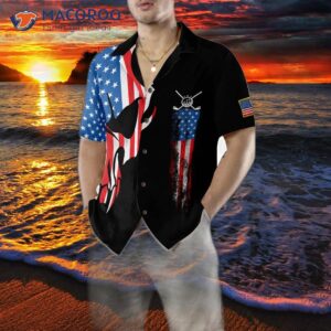 wear a skull golf shirt with an american flag hawaiian design 4