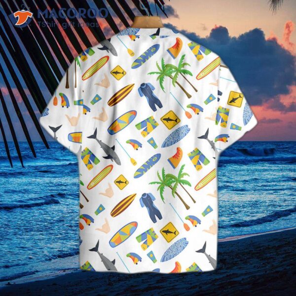 Wearing A Surfing Pattern Hawaiian Shirt