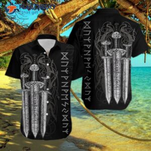 White Viking Swords And Black Hawaiian Shirts