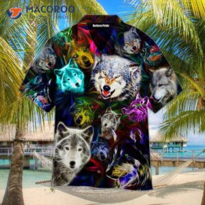 Wild Wolf Neon Black Hawaiian Shirts