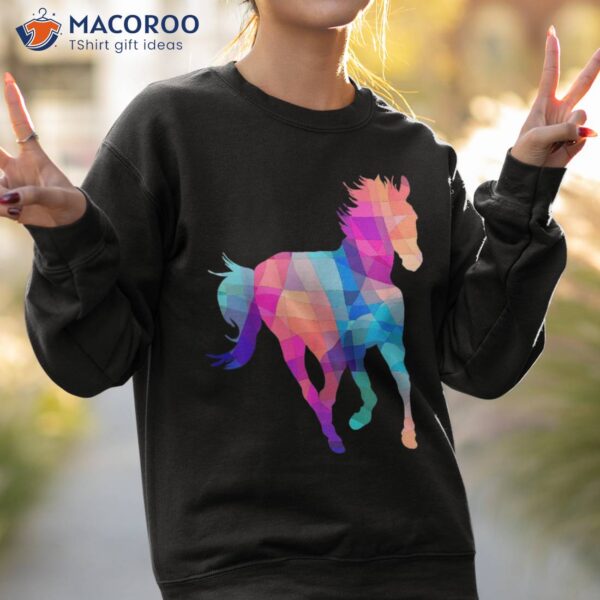 Wo Horse Geometric Colorful Equestrian Graphic Shirt