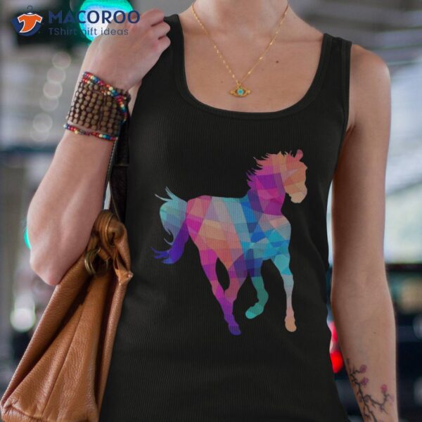 Wo Horse Geometric Colorful Equestrian Graphic Shirt