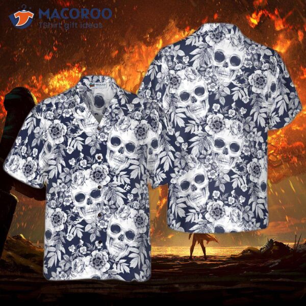 Wreaths Of Garden Flowers And Skulls Hawaiian Shirt