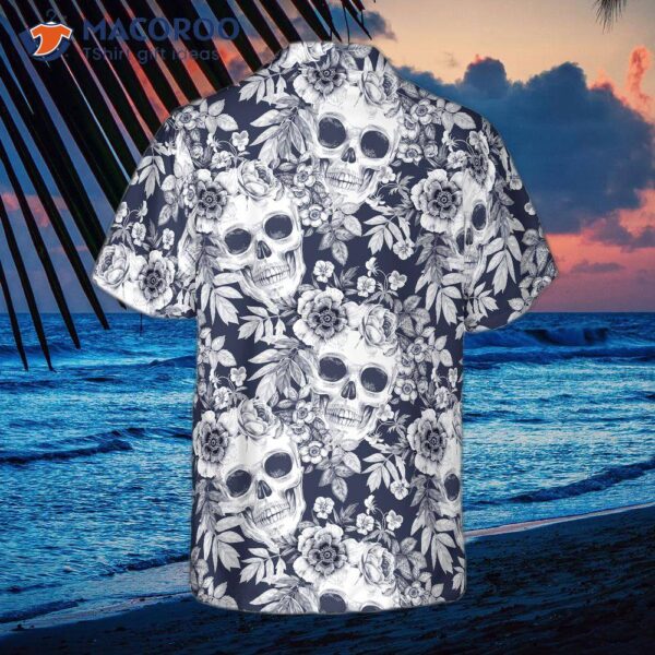 Wreaths Of Garden Flowers And Skulls Hawaiian Shirt