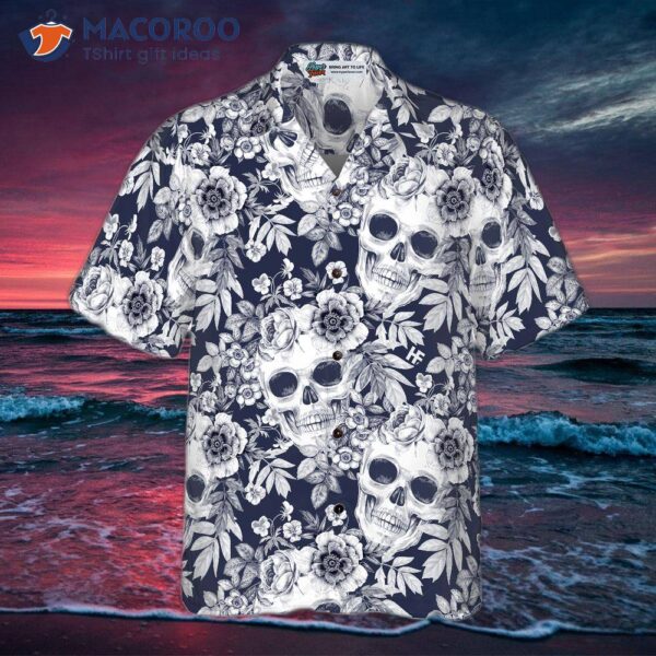 Wreaths Of Garden Flowers And Skulls Hawaiian Shirt