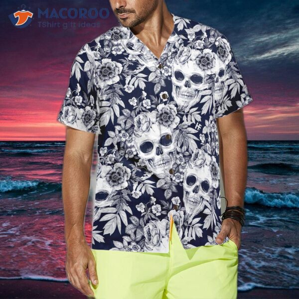 Wreaths Of Garden Flowers And Skulls Hawaiian Shirt