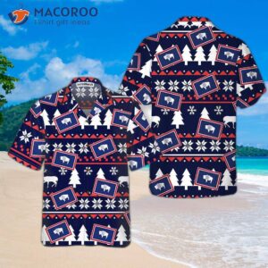 wyoming ugly christmas pattern hawaiian shirt state shirt for 0