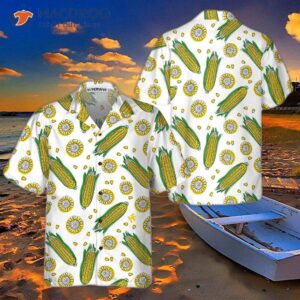 Yellow Corncob Hawaiian Shirt, Short Sleeve Corn Button Cob Gift