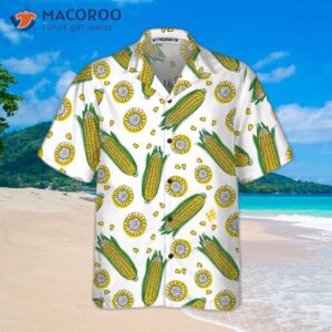 yellow corncob hawaiian shirt short sleeve corn button cob gift 2