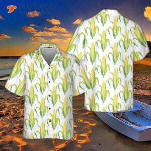 Yellow Corncobs With Green Leaves Hawaiian Shirt, Short Sleeve Corn Button Cob Shirt – Gift