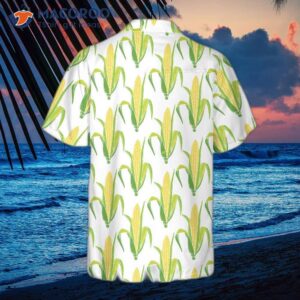 Yellow Corncobs With Green Leaves Hawaiian Shirt, Short Sleeve Corn Button Cob Shirt – Gift