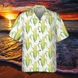 yellow corncobs with green leaves hawaiian shirt short sleeve corn button cob shirt gift 2