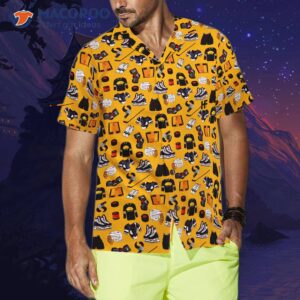 yellow hockey gear and a hawaiian shirt 3