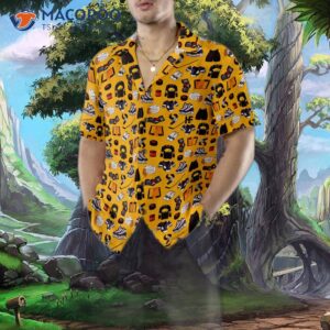 yellow hockey gear and a hawaiian shirt 4