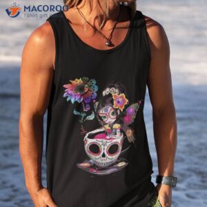 zero fucks given sugar skull rainbow sunflower shirt tank top