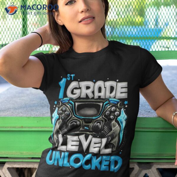 1st Grade Level Unlocked Game On Back To School Shirt