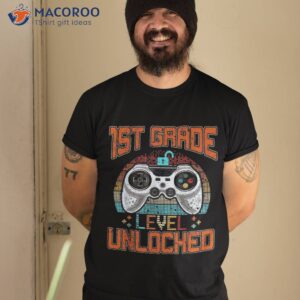 1st Grade Level Unlocked Gamer First Day Of School Boys Shirt