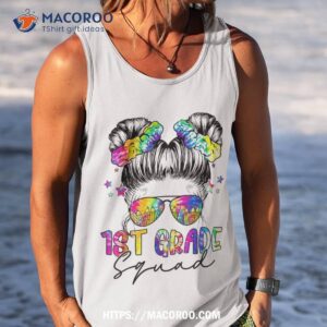 1st grade squad messy hair bun girl back to school first day shirt tank top