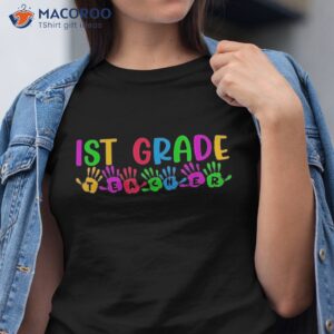 1st Grade Teacher Squad Handprints Funny Back To School Shirt