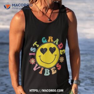 1st grade vibes happy face smile gift back to school shirt tank top