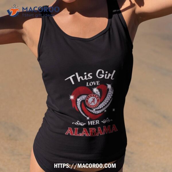 2023 This Girl Love Her Alabama Crimson Tide Heart Diamond Shirt