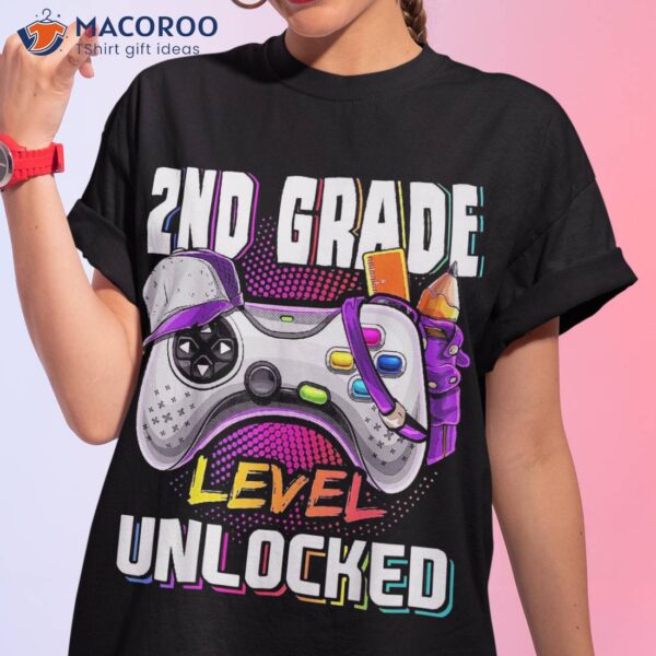 2nd Grade Level Unlocked Back To School Video Game Girls Shirt