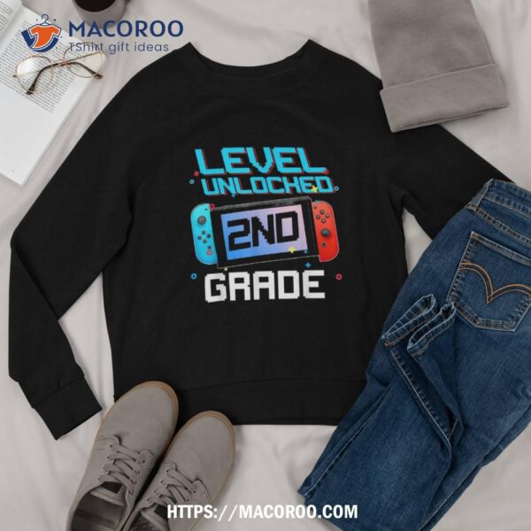 2nd Grade Level Unlocked First Day Back To School Video Game Shirt