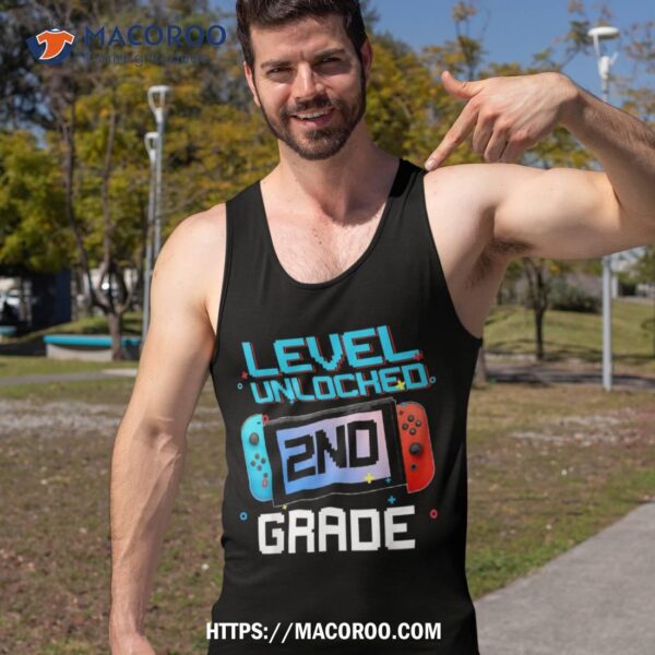2nd Grade Level Unlocked First Day Back To School Video Game Shirt