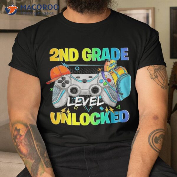 2nd Grade Level Unlocked Video Gamers First Day Of School Shirt