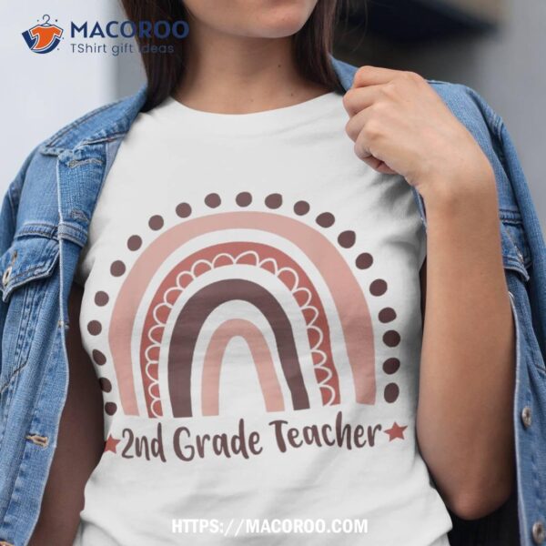 2nd Grade Teacher Boho Rainbow Apparel Cute Teaching Shirt