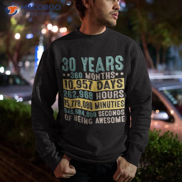 30 Years Of Being Awesome 30th Birthday Countdown Gifts Shirt