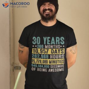 30 years of being awesome 30th birthday countdown gifts shirt tshirt 2