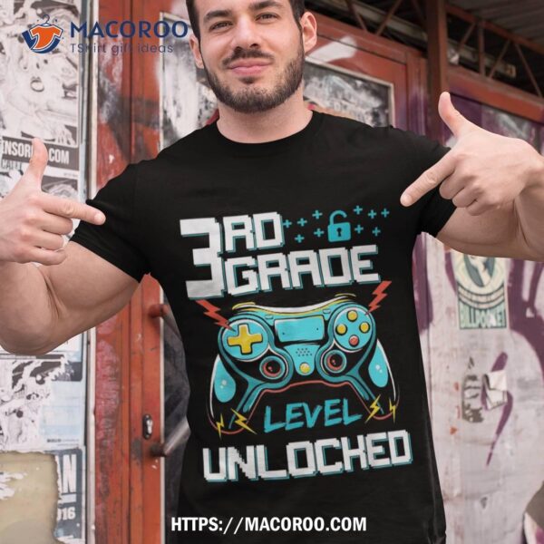 3rd Grade Level Unlocked First Day Back To School Gamer Shirt