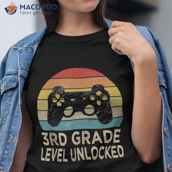 3rd Grade Level Unlocked Video Gamer Back To School Boys Shirt